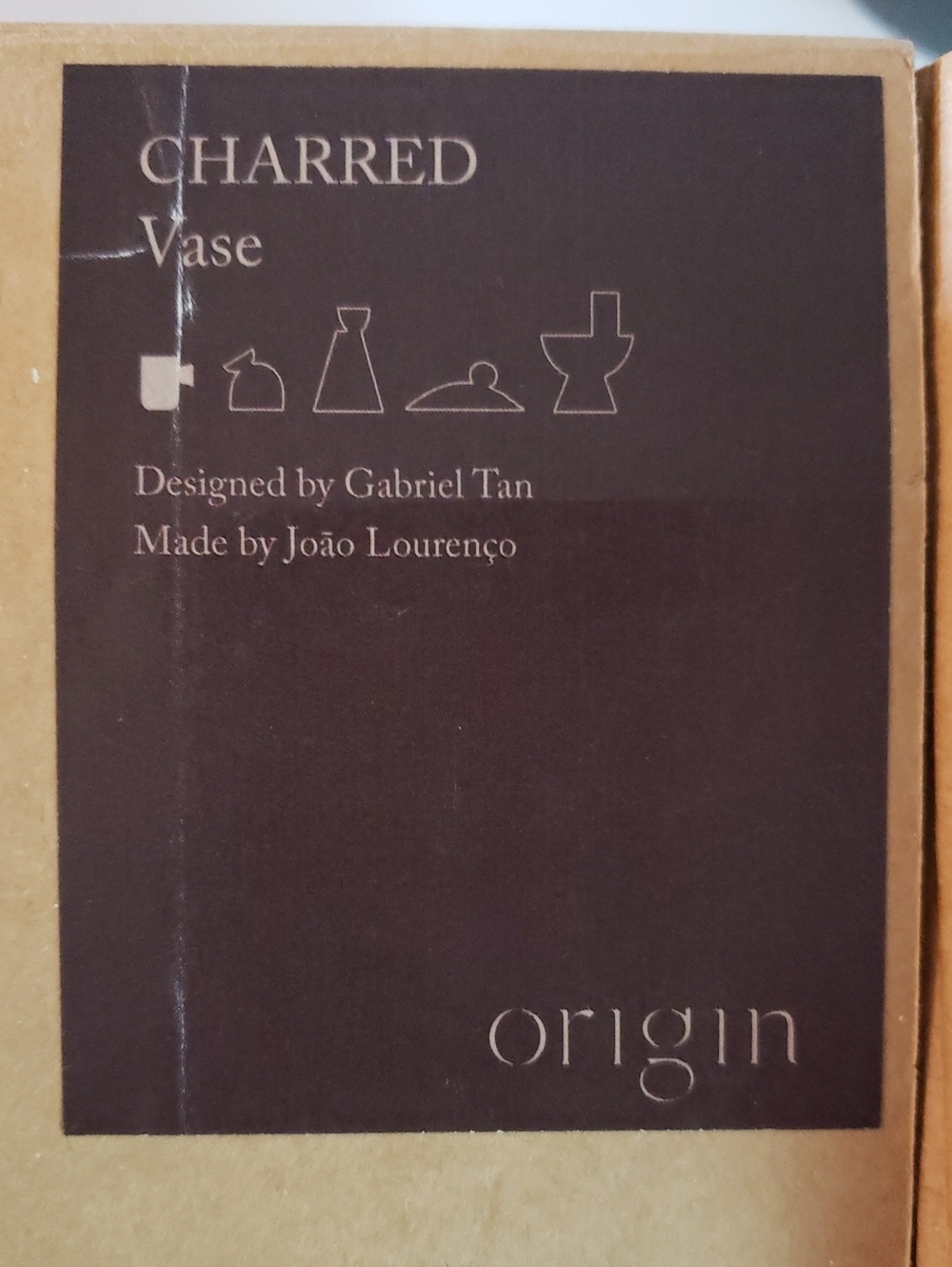 Origin Charred Vase — Black Clay Accent NIB